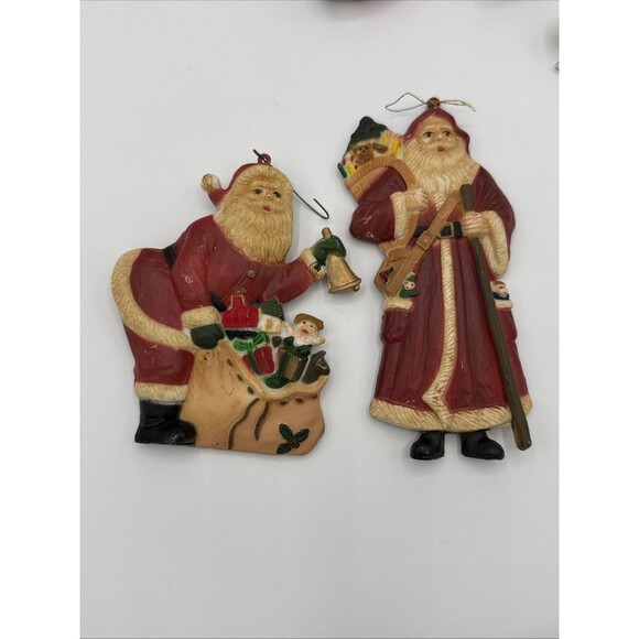 Vintage Santa Ornament Lot - Wood And Resin - 1970’s, 1980’s - 8 items - Picture 2 of 11
